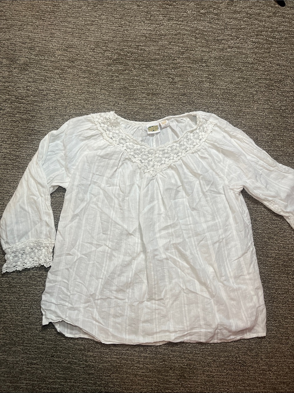 Women's White Crochet-Detail Peasant Tunic